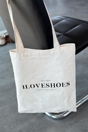 I Love Shoes Baskılı Ham Keten Bez Çanta - ILOVESHOES