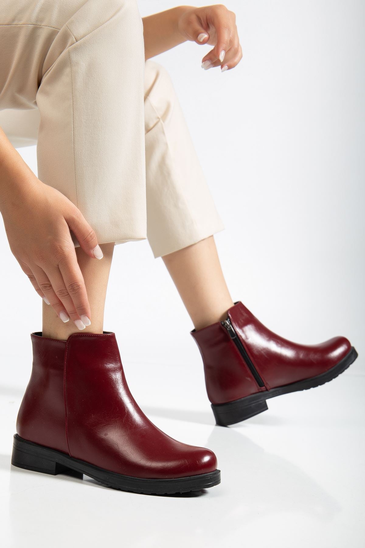 Elvoris BordoFermuarlı Günlük Kadın Bot - ILOVESHOES