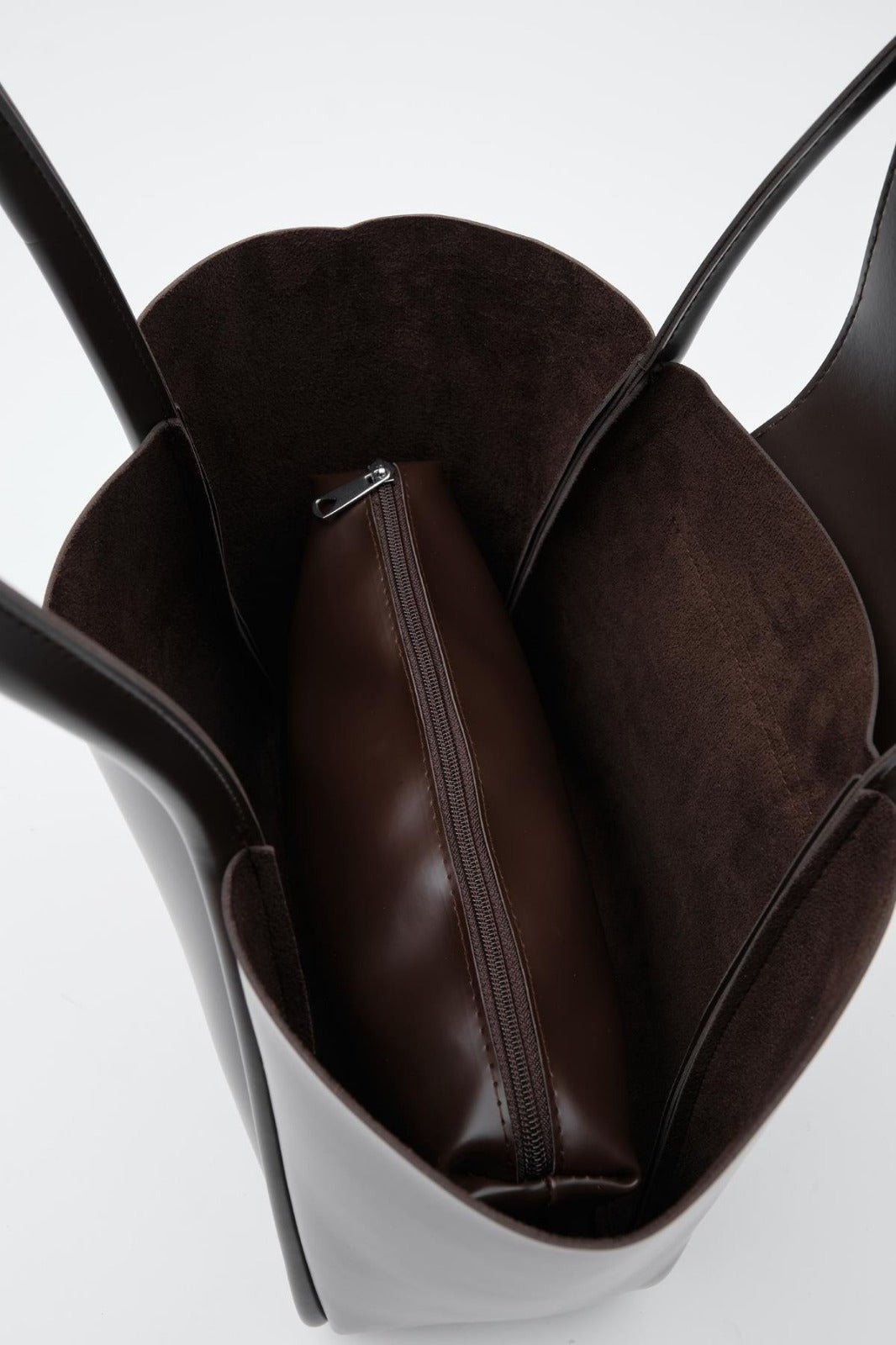 Jolin Omuz Çantası Acıkahve Mat Deri Makyaj Çantalı - ILOVESHOES