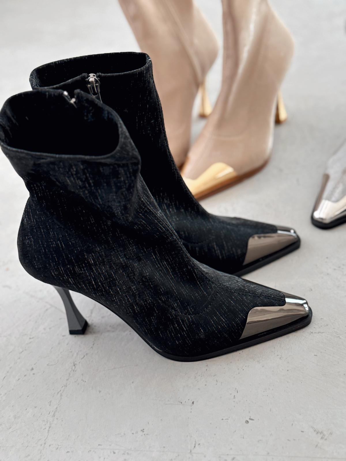 Rosavi Kadın Topuklu Streç Bot Siyah Nubuk - ILOVESHOES
