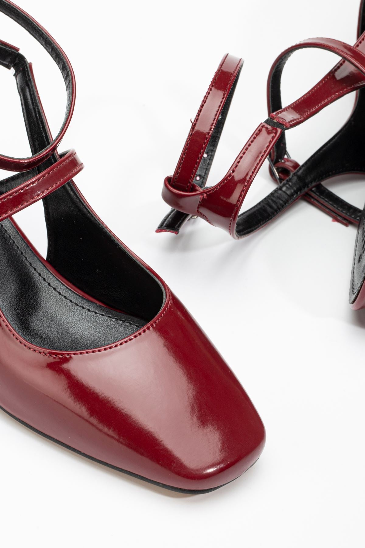 Notins Rugan Mary Jane Kadın Topuklu Ayakkabı Bordo