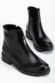 Elvoris Parlak Siyah Fermuarlı Günlük Kadın Bot - ILOVESHOES