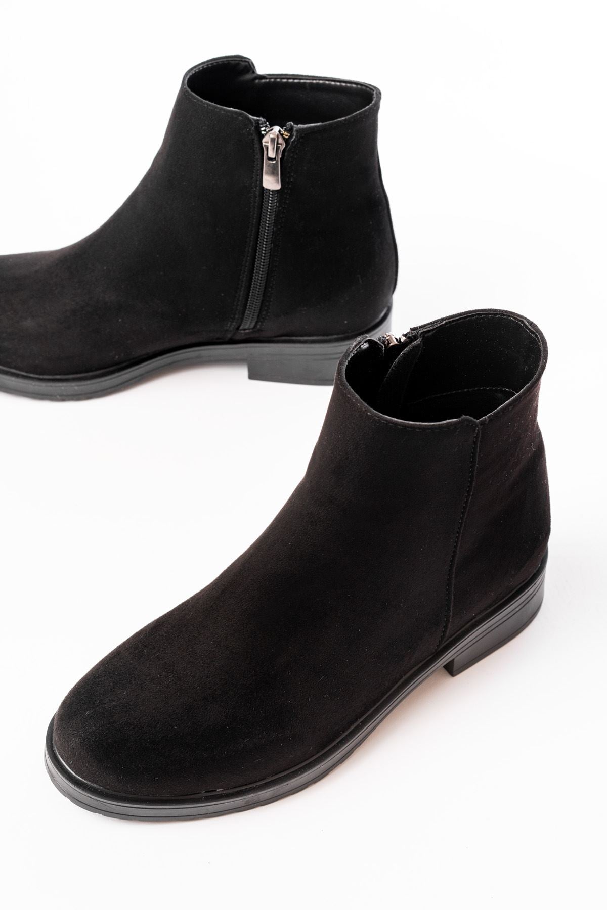 Elvoris Siyah Süet Fermuarlı Günlük Kadın Bot - ILOVESHOES