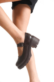 Nipeal Mary Jane Kahverengi Rugan - ILOVESHOES