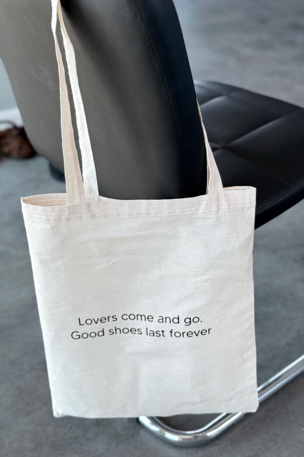 I Love Shoes Baskılı Ham Keten Bez Çanta - ILOVESHOES