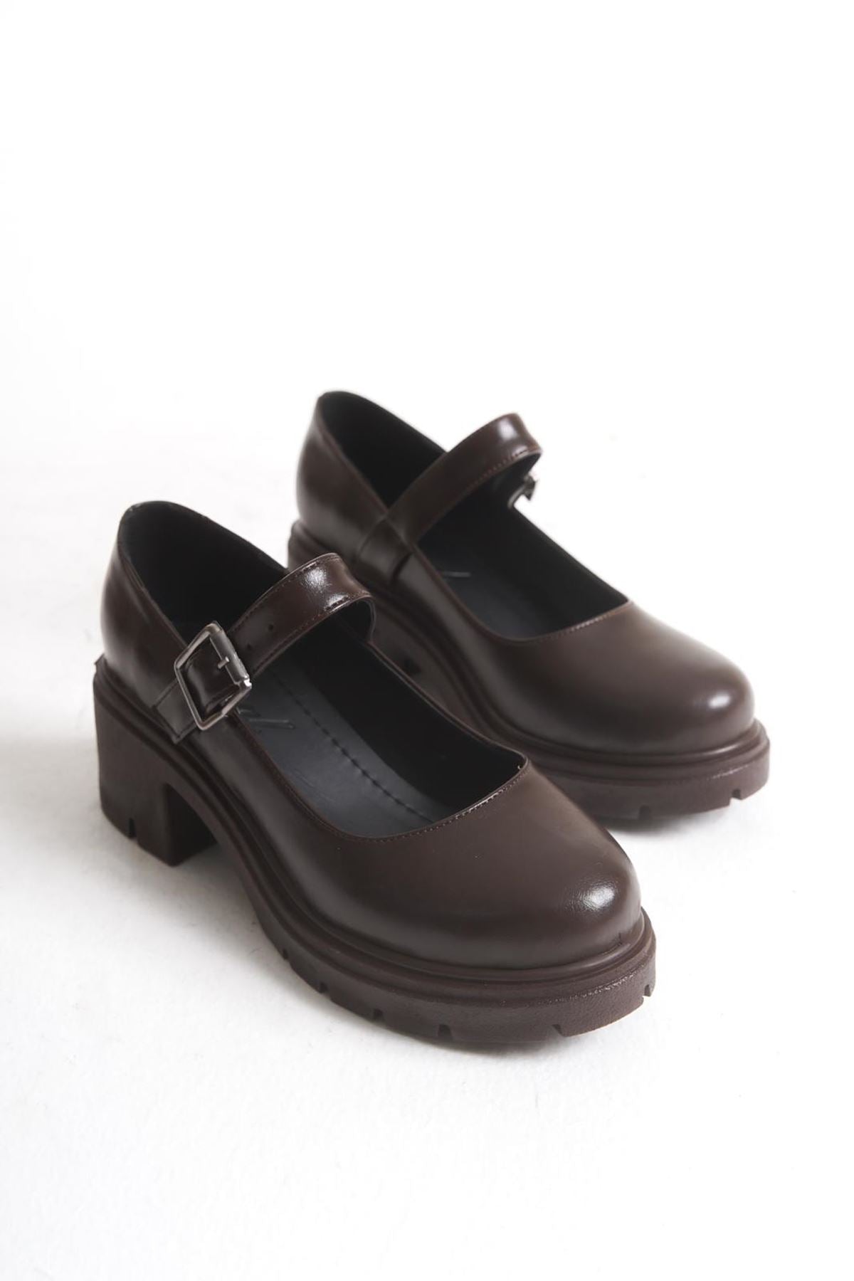 Nipeal Mary Jane Kahverengi Rugan - ILOVESHOES