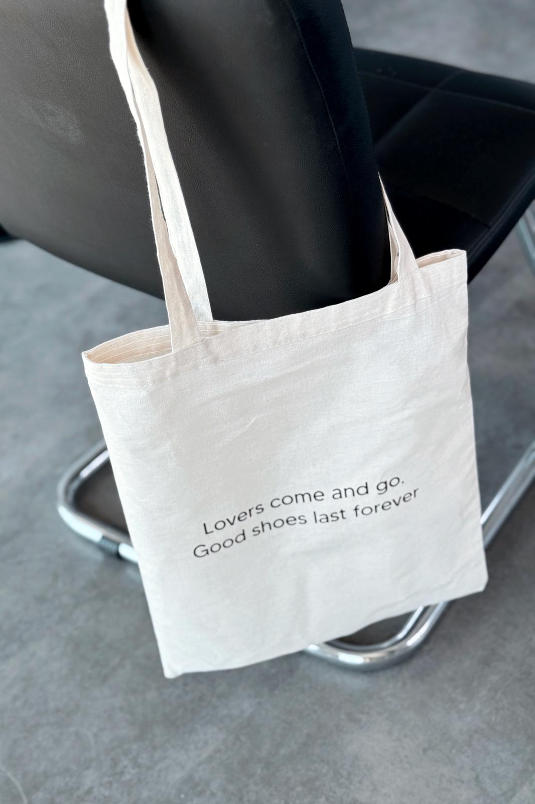 I Love Shoes Baskılı Ham Keten Bez Çanta - ILOVESHOES