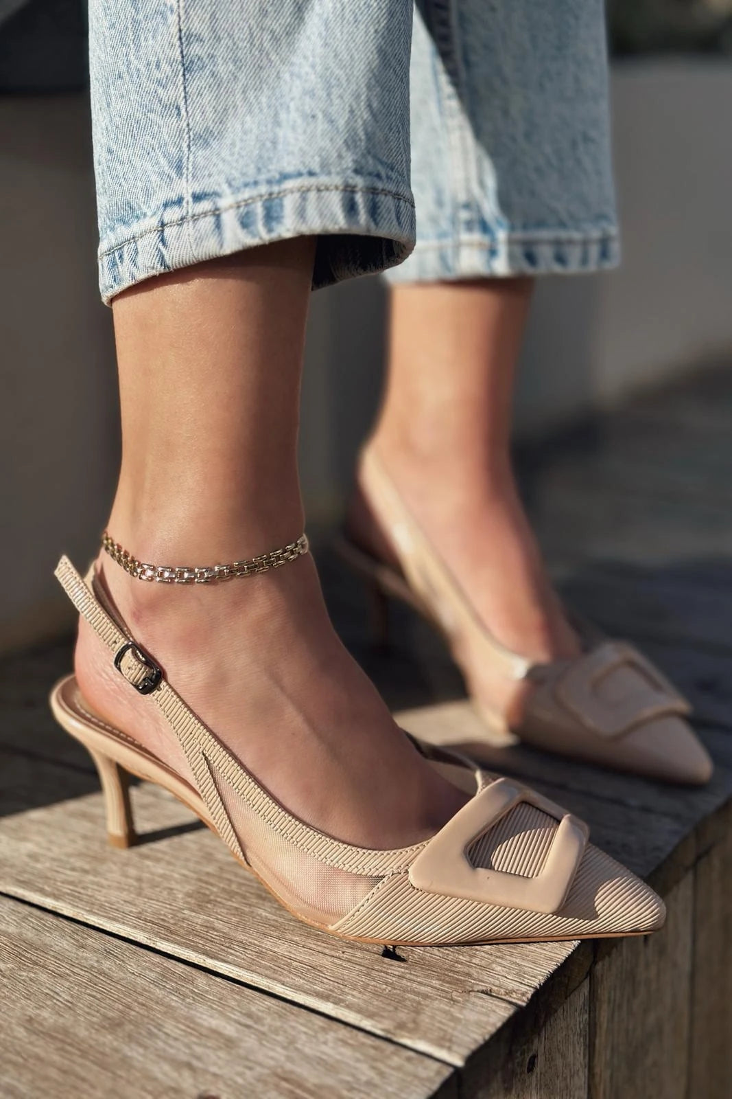 Donita Rugan Toka Detaylı Stiletto Nude