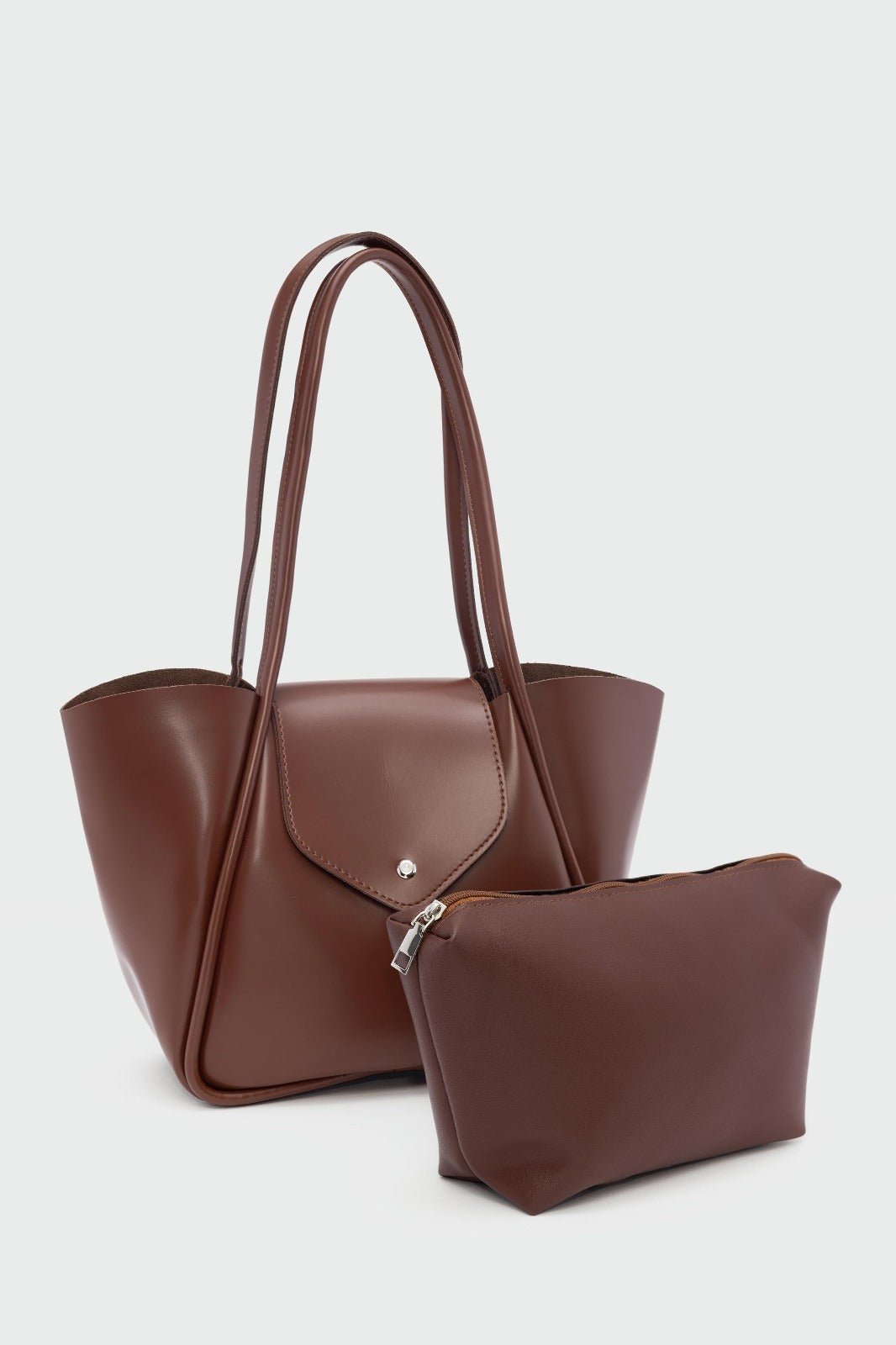 Jolin Omuz Çantası Taba Mat Deri Makyaj Çantalı - ILOVESHOES