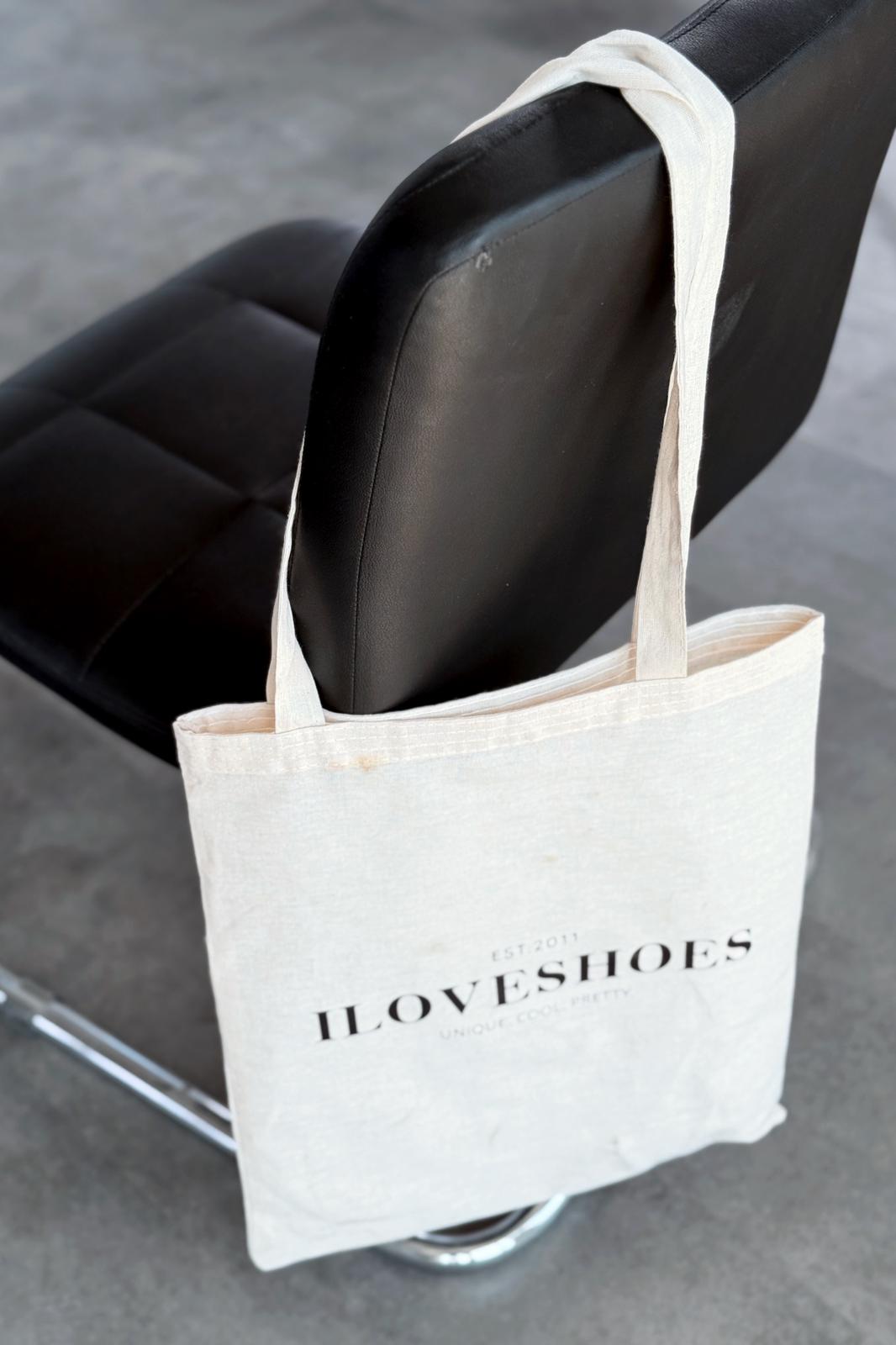 I Love Shoes Baskılı Ham Keten Bez Çanta - ILOVESHOES