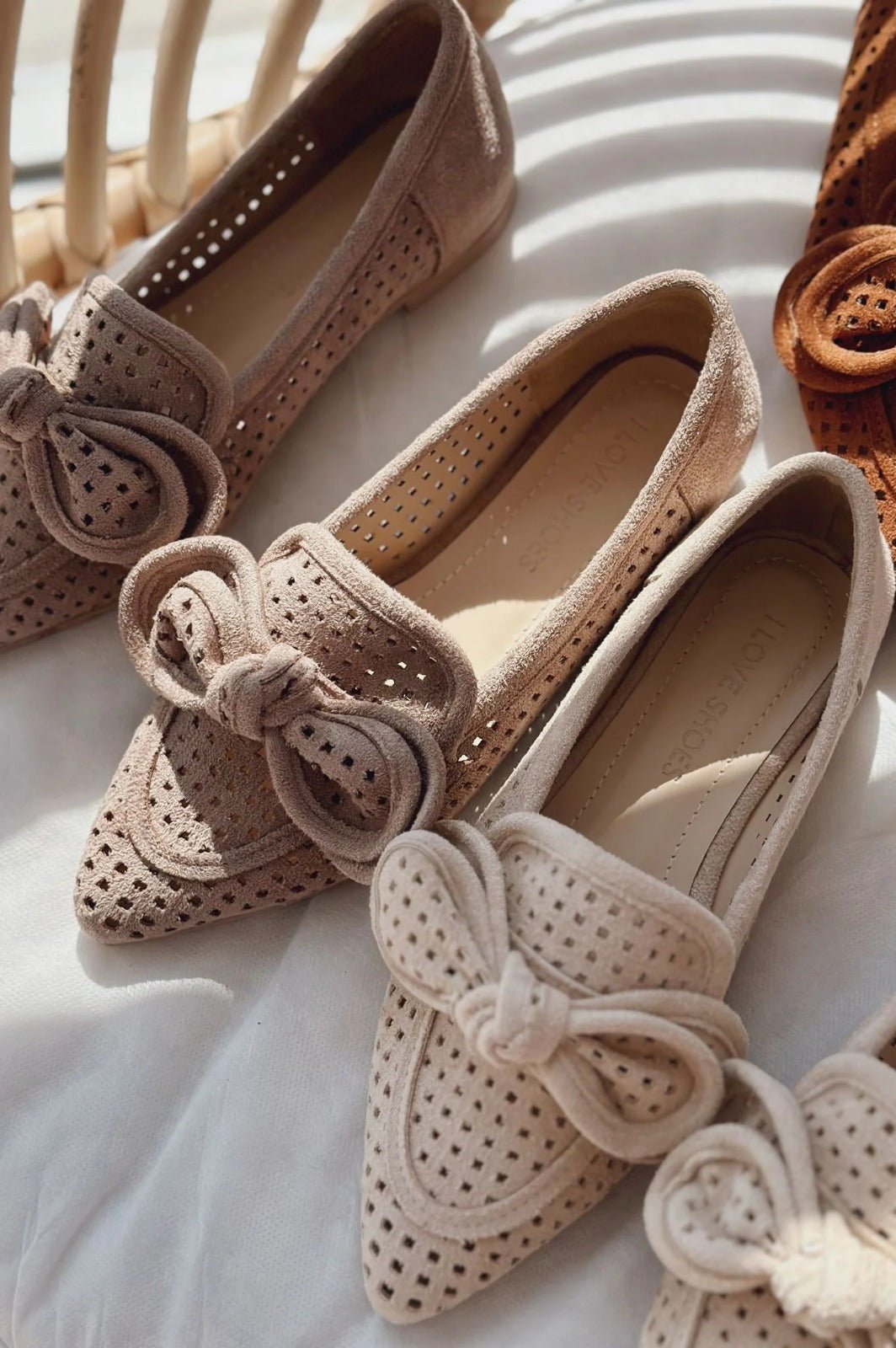 Landse Mat Deri Kurdele Detaylı Kadın Babet Camel - ILOVESHOES