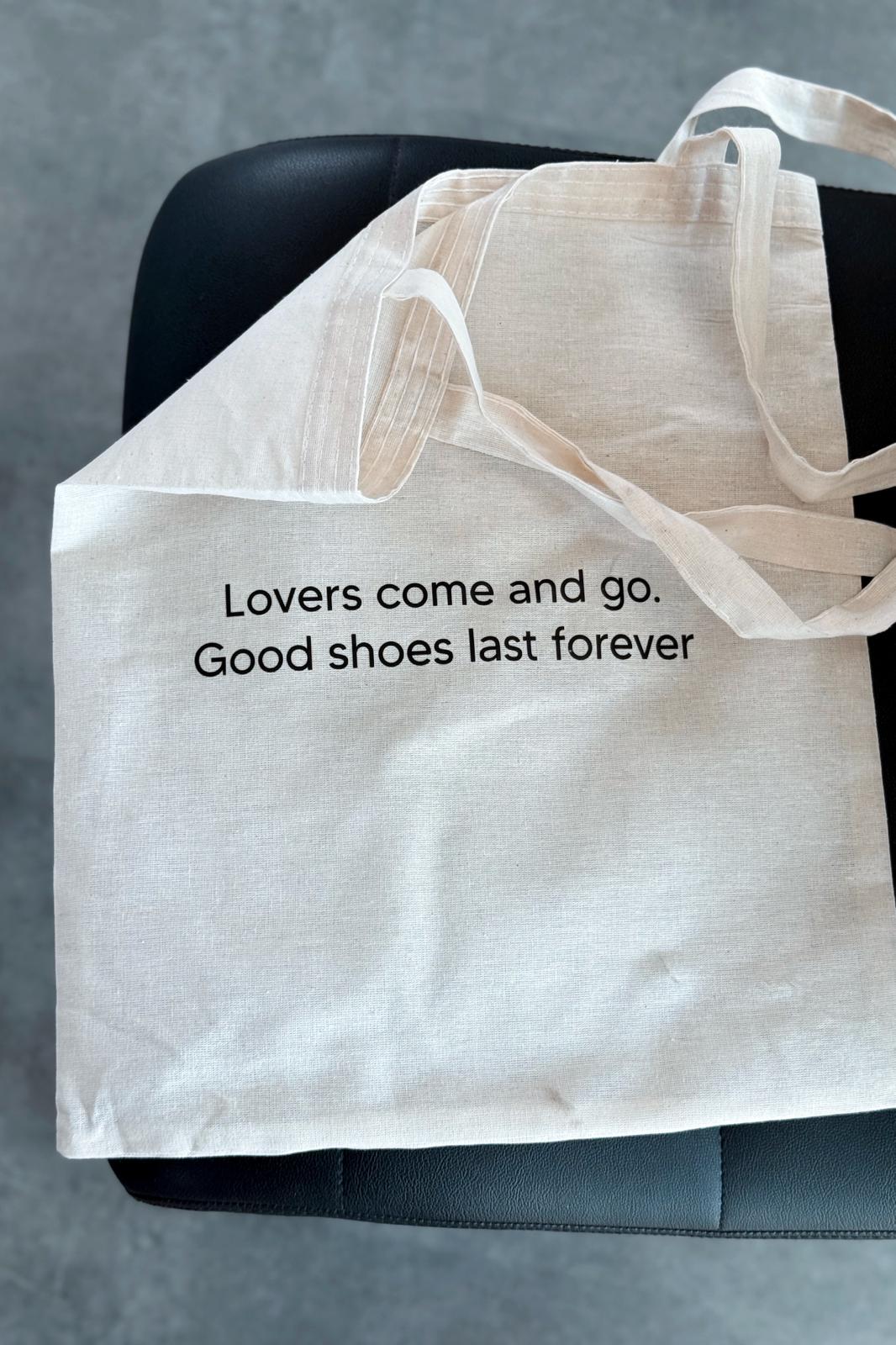 I Love Shoes Baskılı Ham Keten Bez Çanta - ILOVESHOES