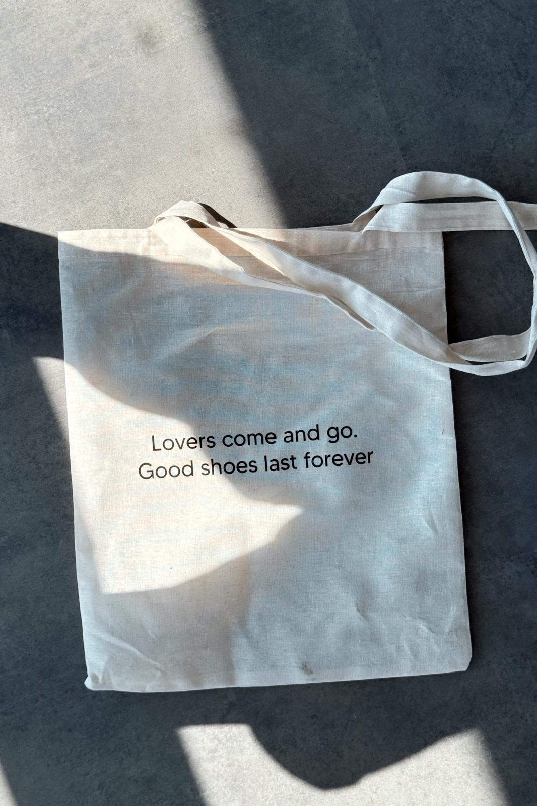 I Love Shoes Baskılı Ham Keten Bez Çanta - ILOVESHOES