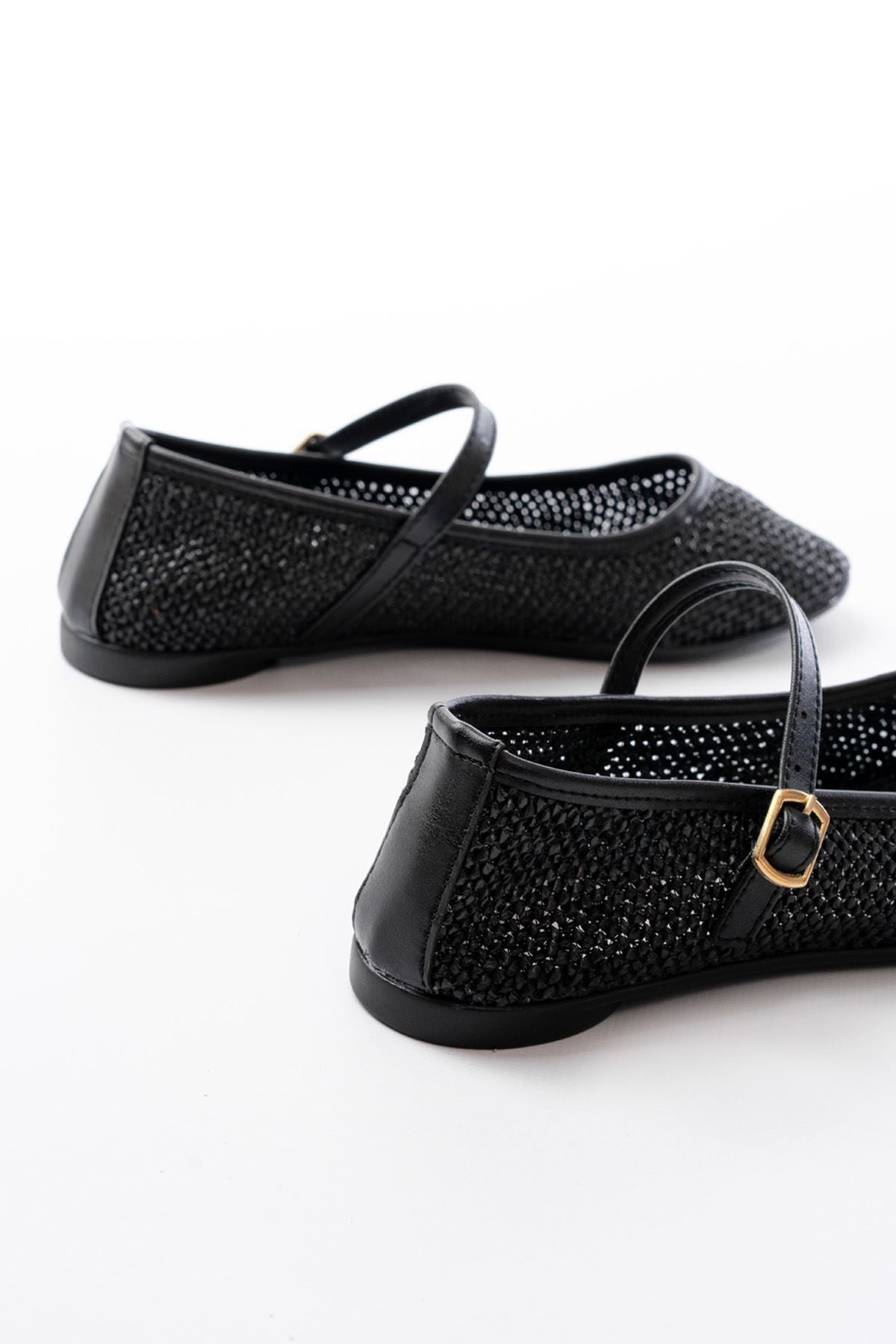 Doreza Hasır Siyah Kadın Babet - ILOVESHOES