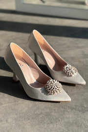 Fovira Saten Gümüş Stiletto - ILOVESHOES
