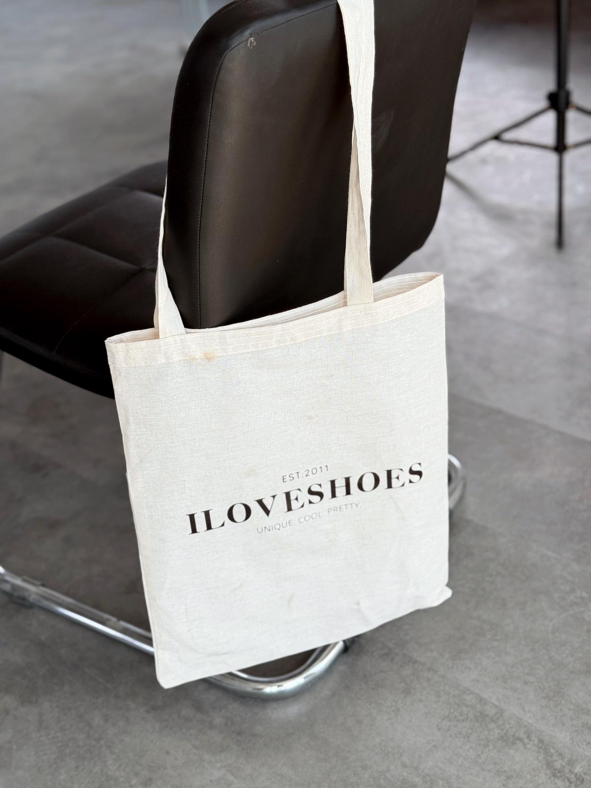 I Love Shoes Baskılı Ham Keten Bez Çanta - ILOVESHOES