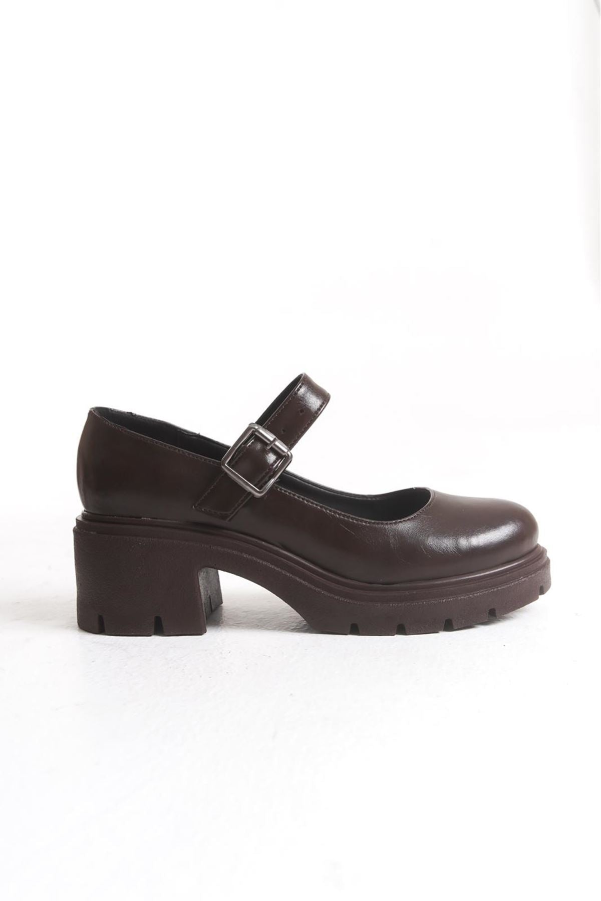 Nipeal Mary Jane Kahverengi Rugan - ILOVESHOES