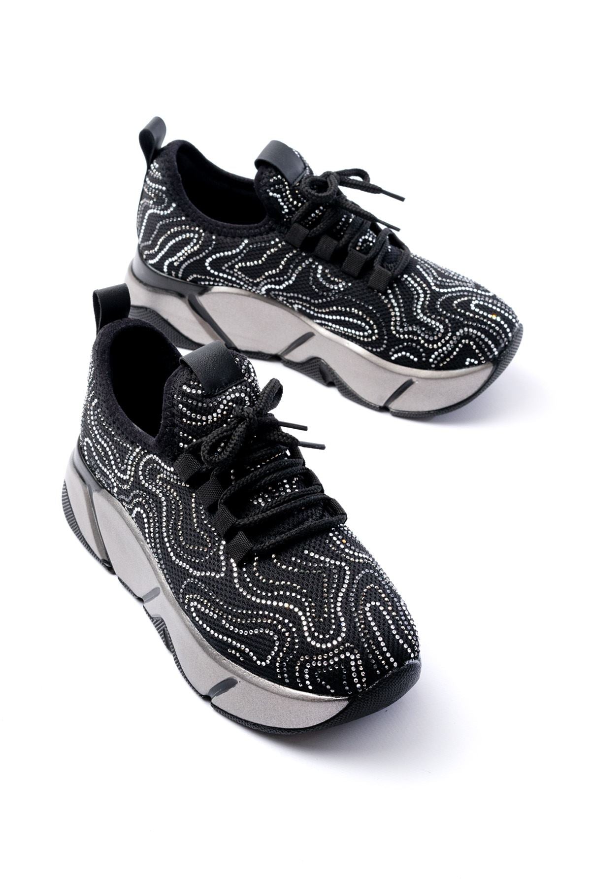 Eralyn File Siyah Taş Detaylı Kadın Spor Ayakkabı