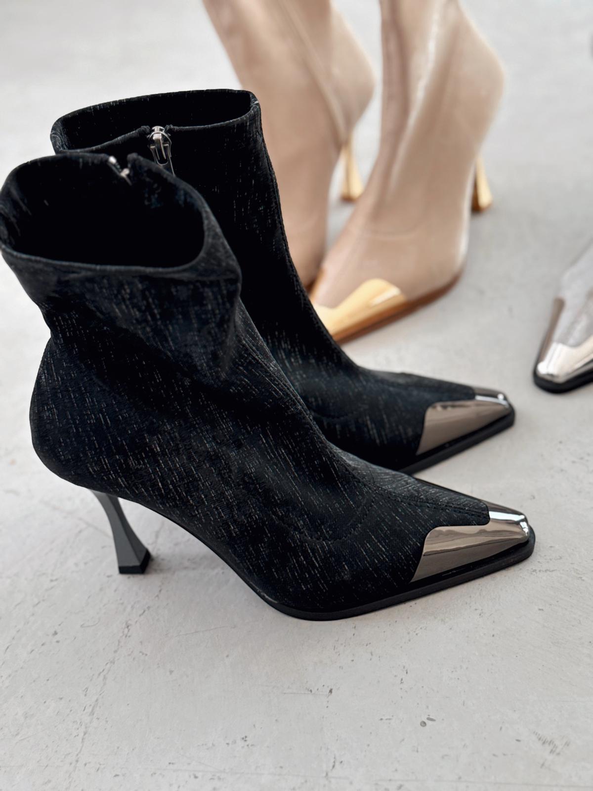 Rosavi Kadın Topuklu Streç Bot Siyah Nubuk - ILOVESHOES