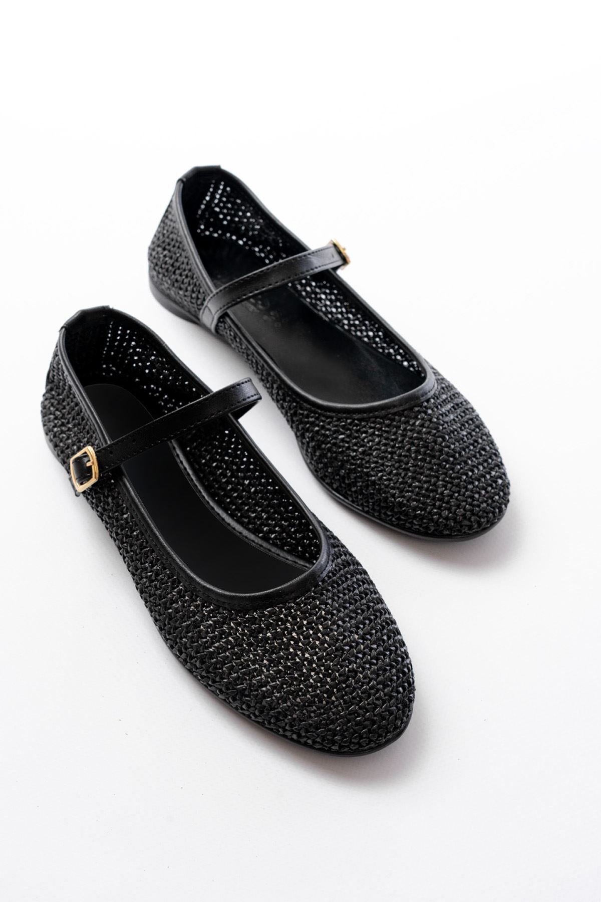 Doreza Hasır Siyah Kadın Babet - ILOVESHOES