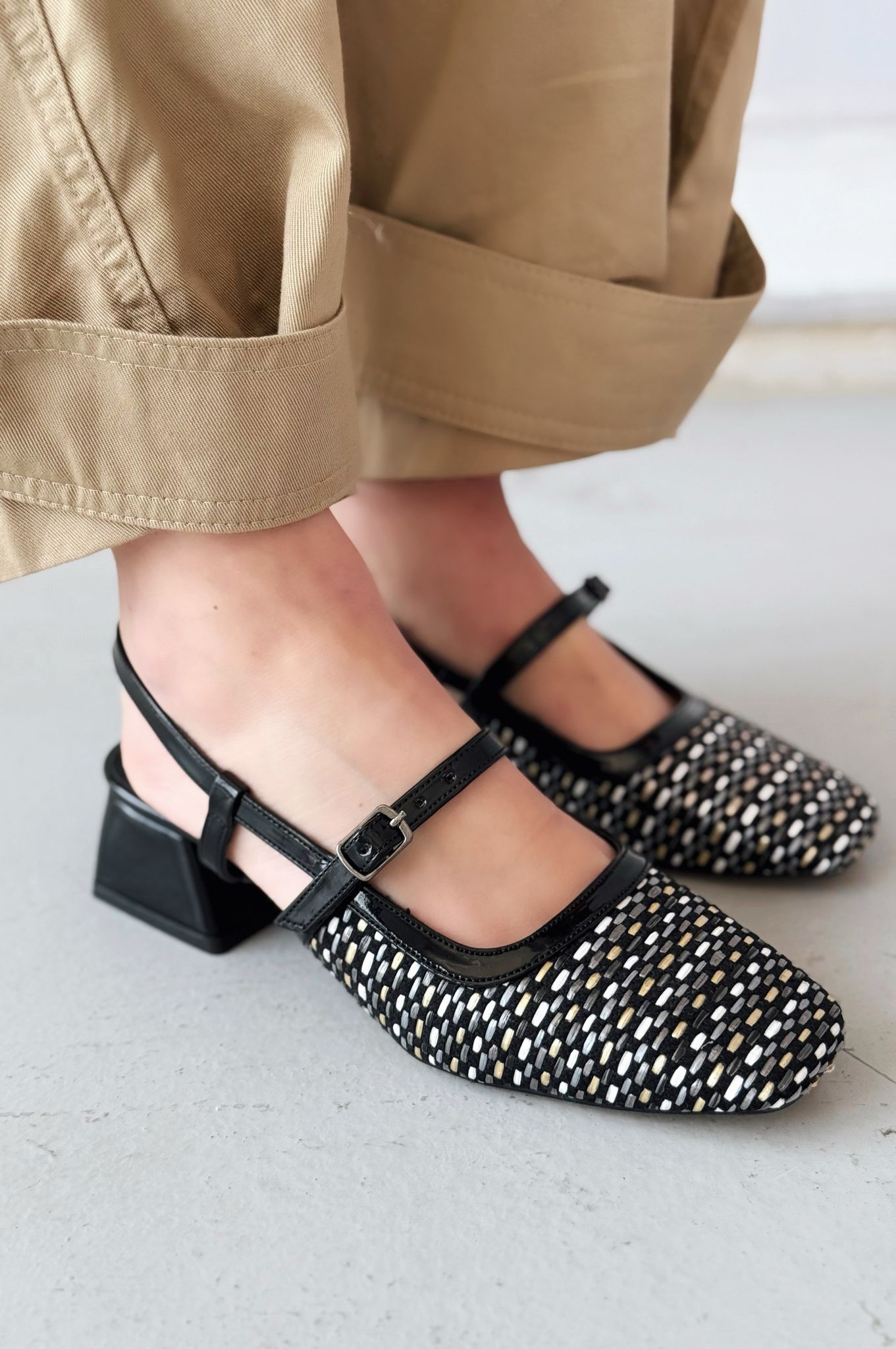 Iloria Siyah Desenli Mary Jane - ILOVESHOES