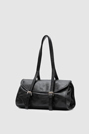 Laretta Vintage Baget Çanta Siyah Mat Deri