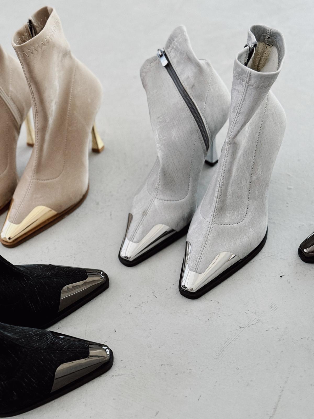 Rosavi Kadın Topuklu Streç Bot Gri Nubuk - ILOVESHOES