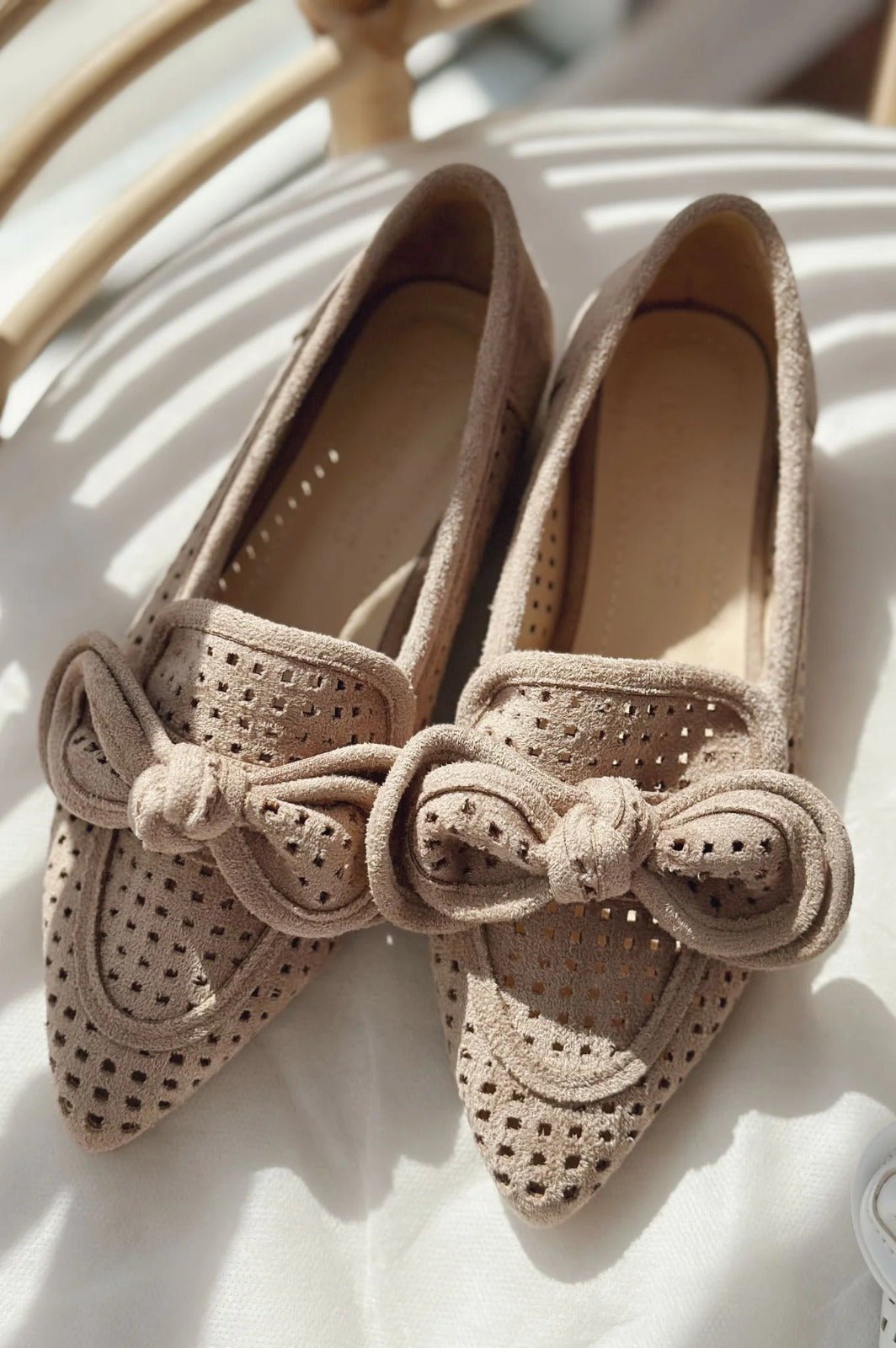 Landse Mat Deri Kurdele Detaylı Kadın Babet Camel - ILOVESHOES