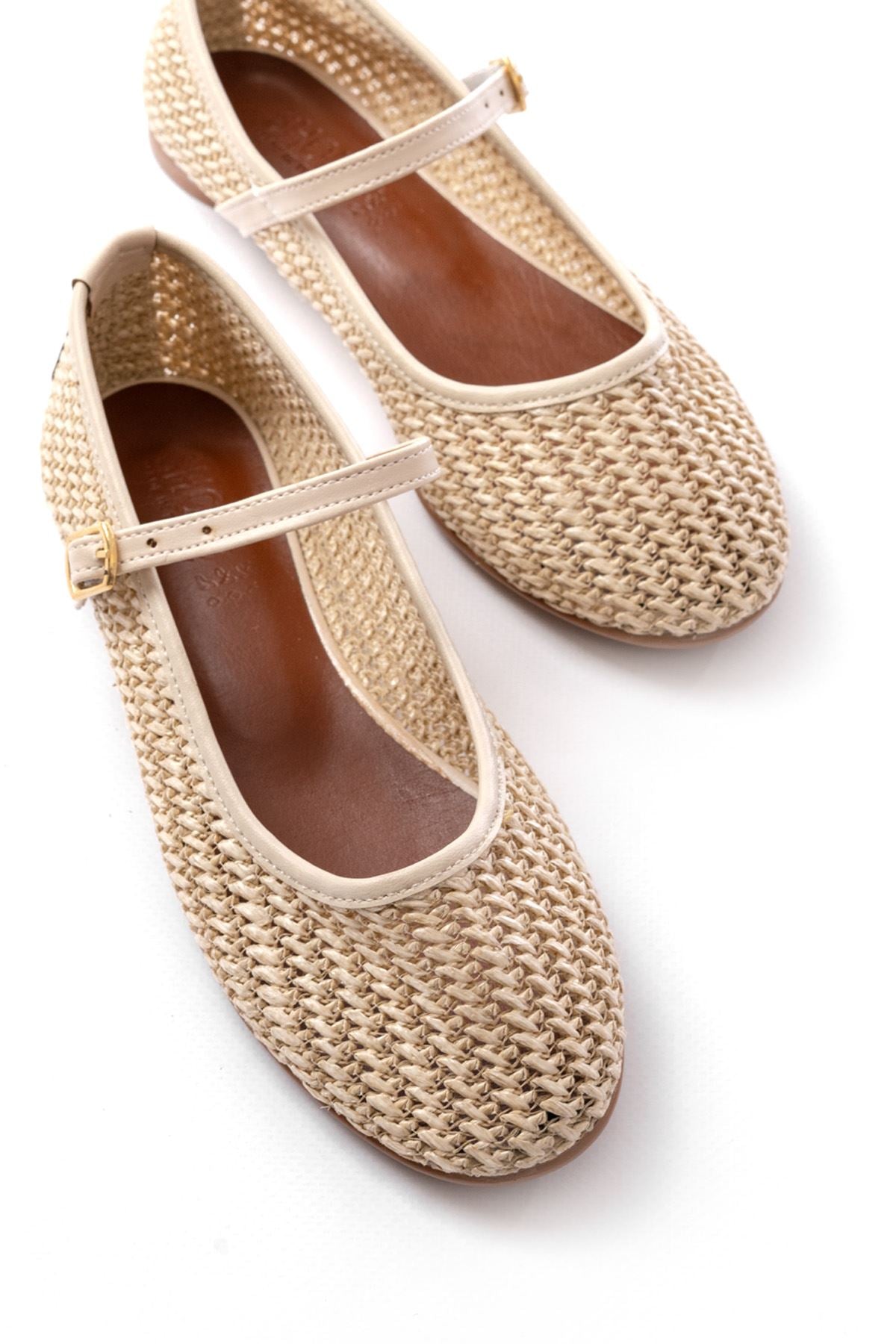 Doreza Hasır Bej Kadın Babet - ILOVESHOES