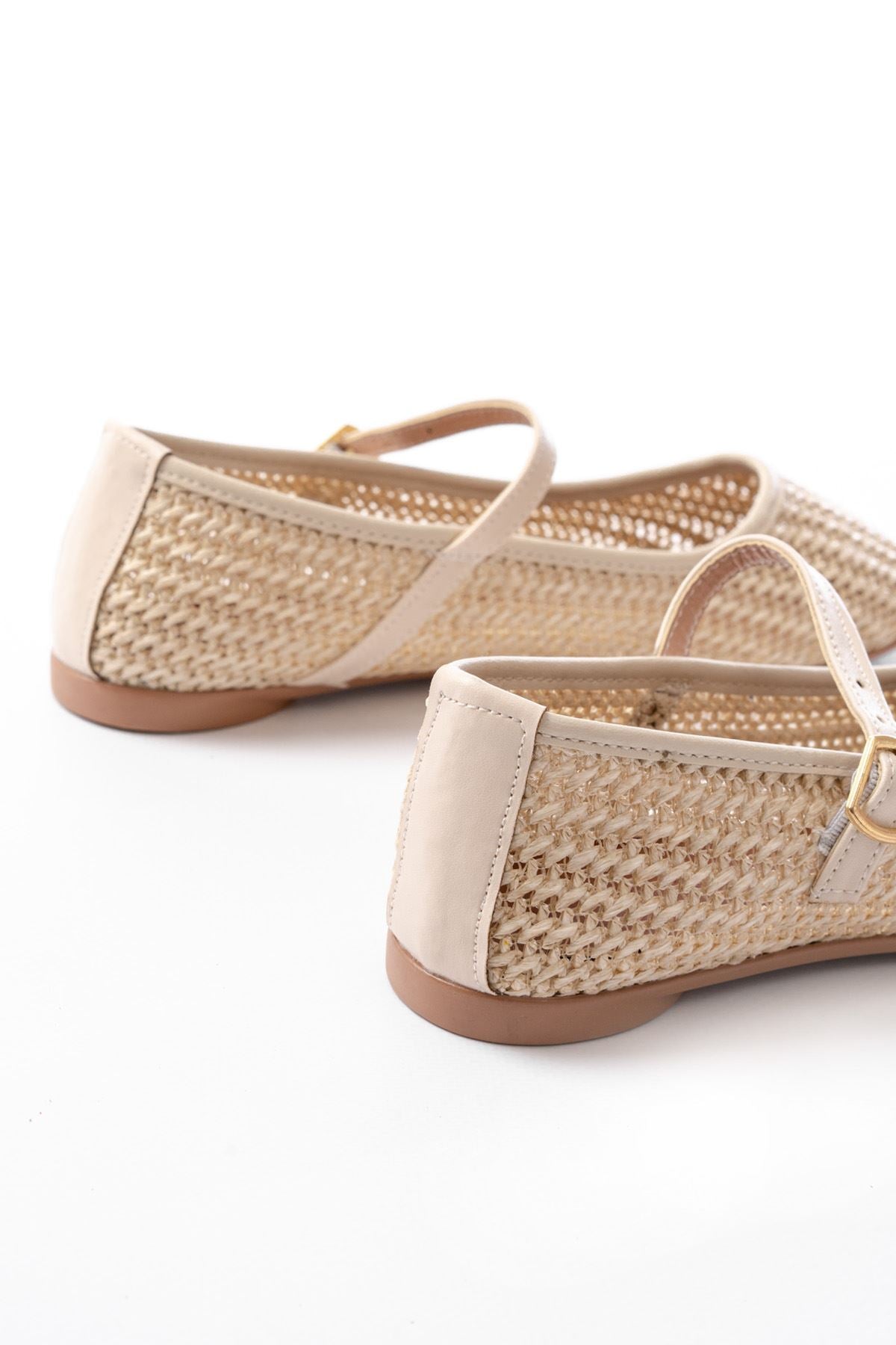 Doreza Hasır Bej Kadın Babet - ILOVESHOES