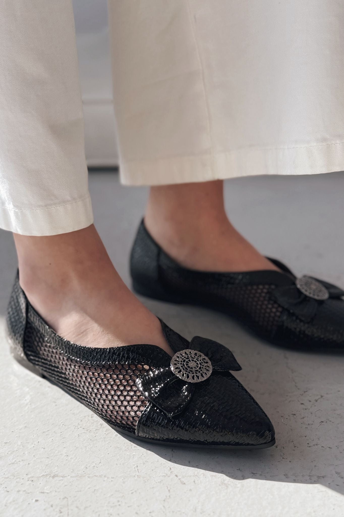 Zuneya Kurdele Detaylı kadın File Babet Siyah - ILOVESHOES