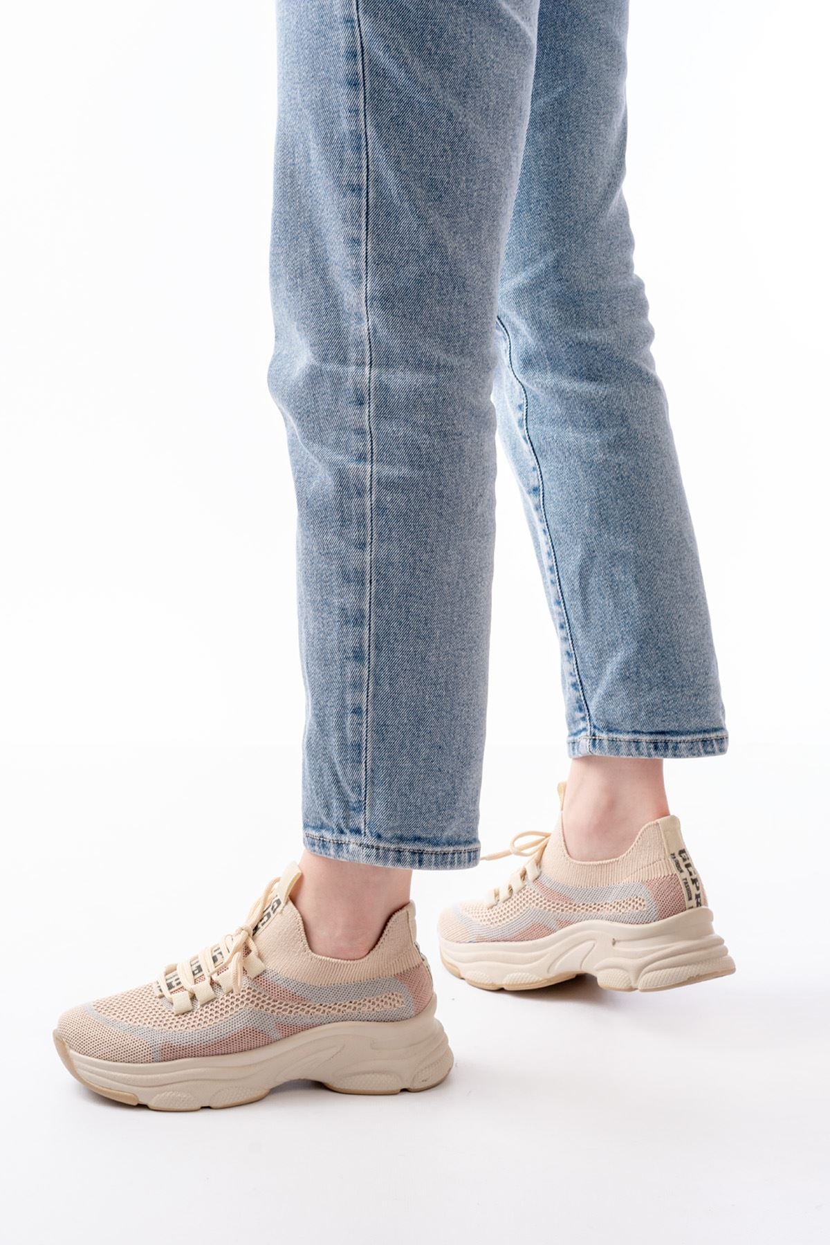 Dorina File Bej Kadın Spor Ayakkabı