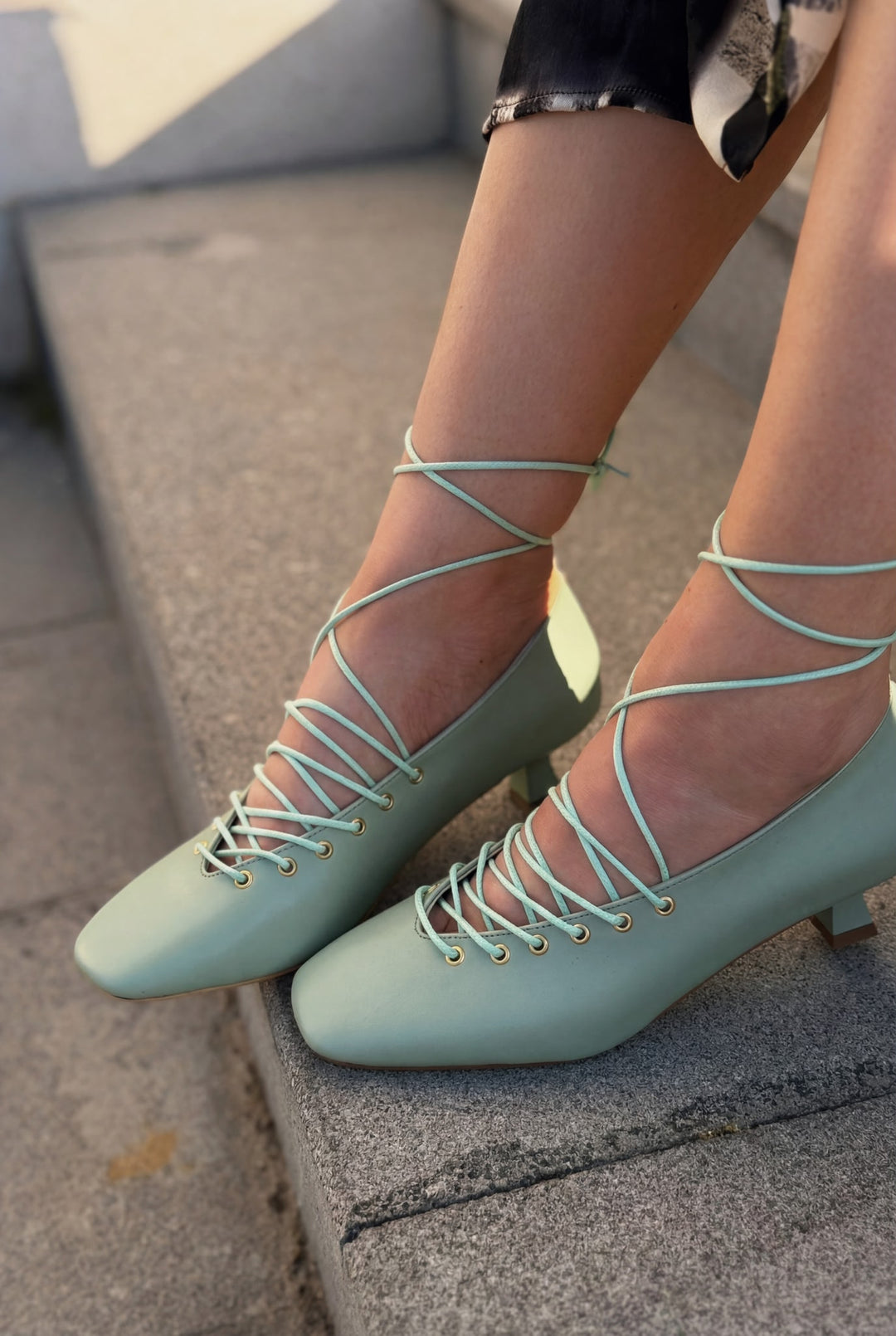 Sernis Su Yeşili Mat Deri Kadın Topuklu Ayakkabı - ILOVESHOES