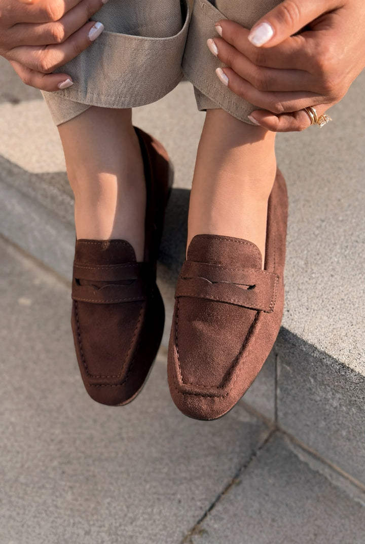 Orvino Kadın Loafer Acıkahve Süet - ILOVESHOES