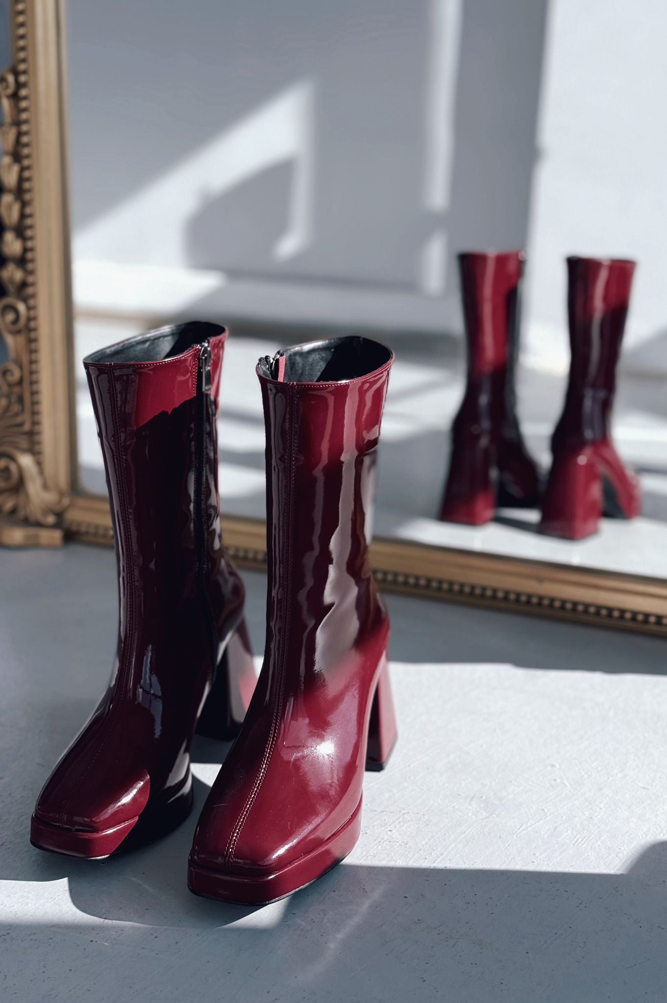 Polinca Rugan Platform Topuklu Bordo Kadın Bot - ILOVESHOES