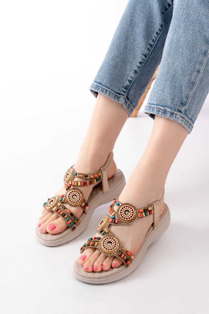 Lorien Beige Stone Detailed Women&