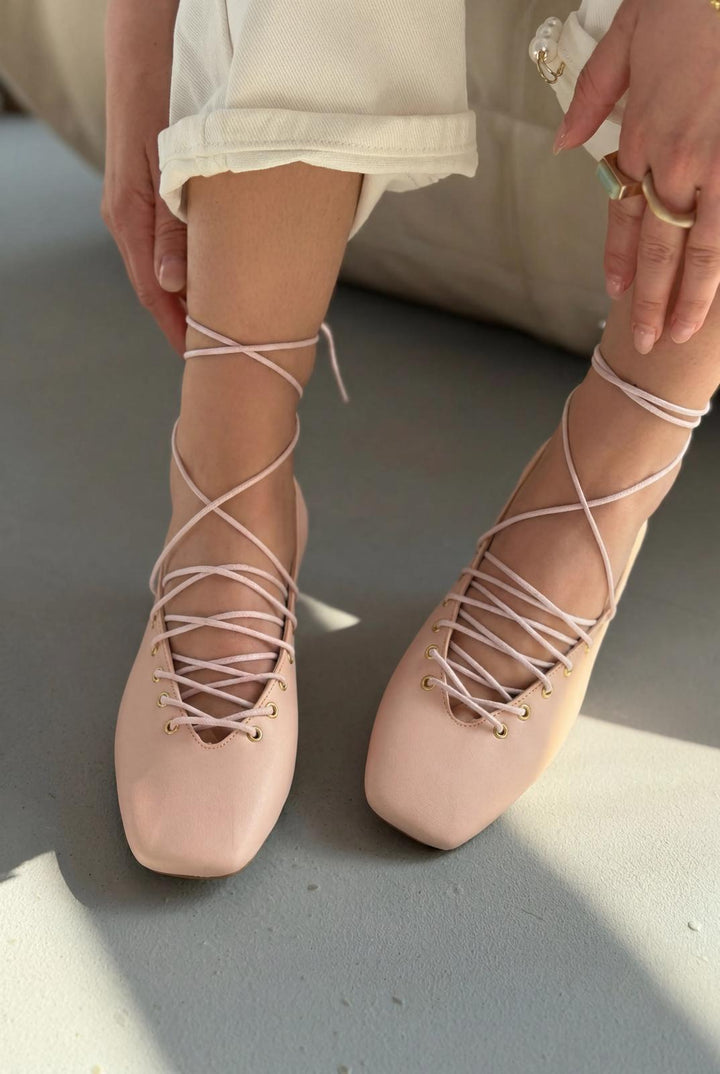 Sernis Pudra Mat Deri Kadın Topuklu Ayakkabı - ILOVESHOES