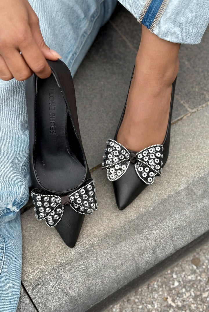 Sorexa Siyah Mat Deri Kadın Stiletto - ILOVESHOES