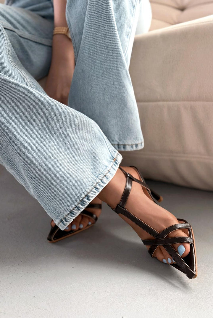 Morlen Acıkahve Rugan Kadın Topuklu Sandalet - ILOVESHOES