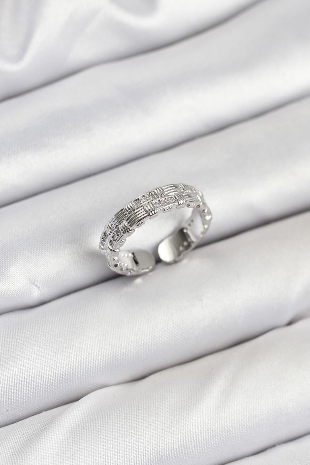 ILS - 1013 Kadın Sırım Yüzük Gümüş Zirkon Taşlı - ILOVESHOES