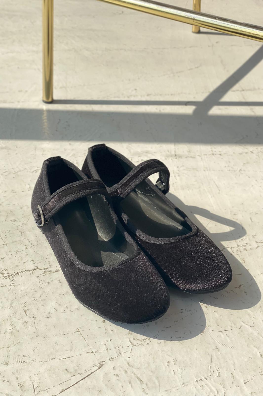 Vosinta Kadife Mary Jane Babet Siyah - ILOVESHOES