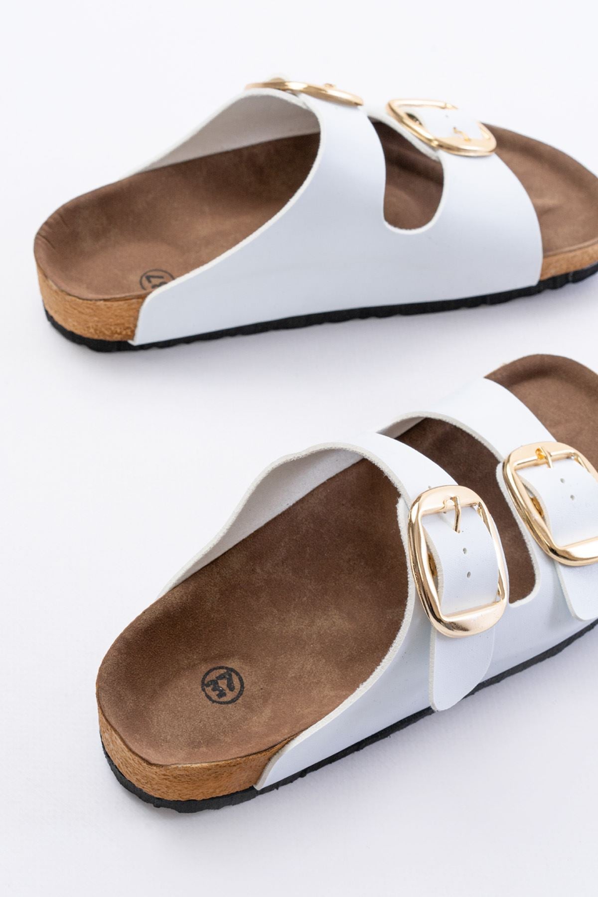 Palona Nubuk Beyaz Kadın Terlik - ILOVESHOES
