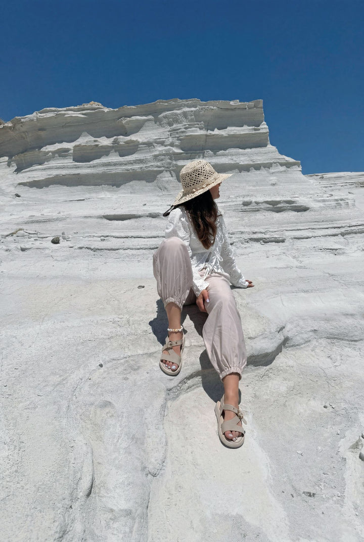 Melair Bej Süet Kadın Sandalet - ILOVESHOES