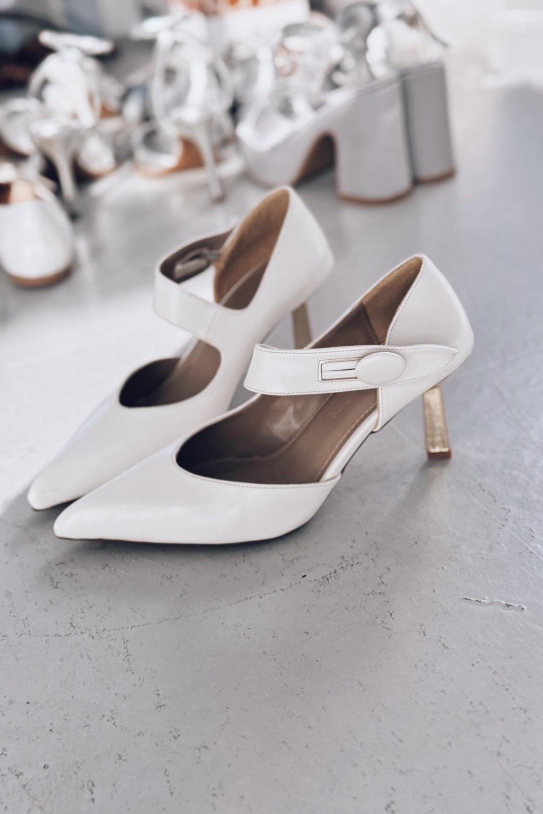 Wasord Mat Deri Düğme Detaylı Stiletto Beyaz - ILOVESHOES