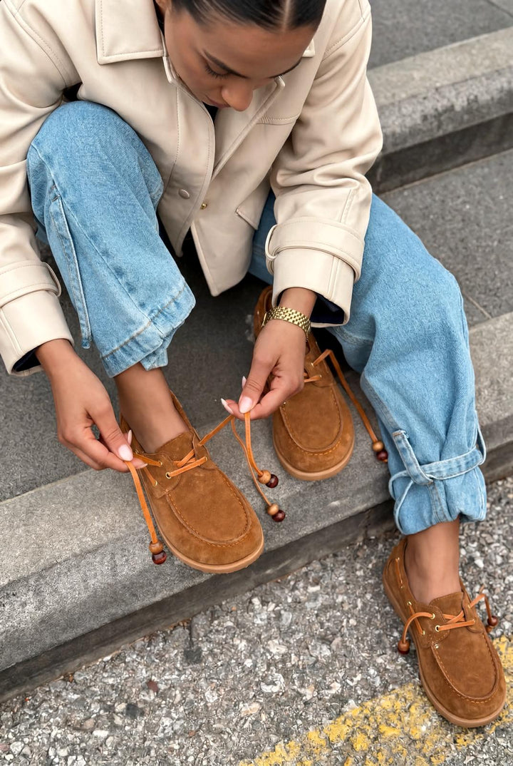 Armon Hakiki Süet Kadın Oxford Taba - ILOVESHOES