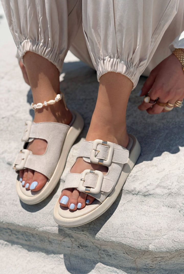 Soravi Bej Süet Kadın Terlik - ILOVESHOES