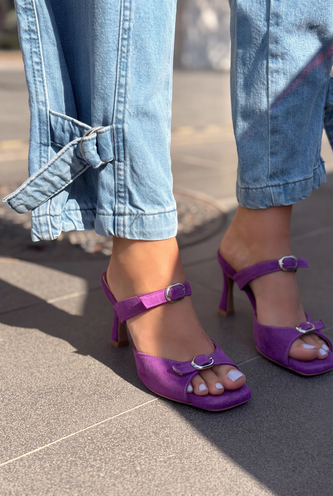 Marise Mor Hakiki Süet Kadın Topuklu Terlik - ILOVESHOES