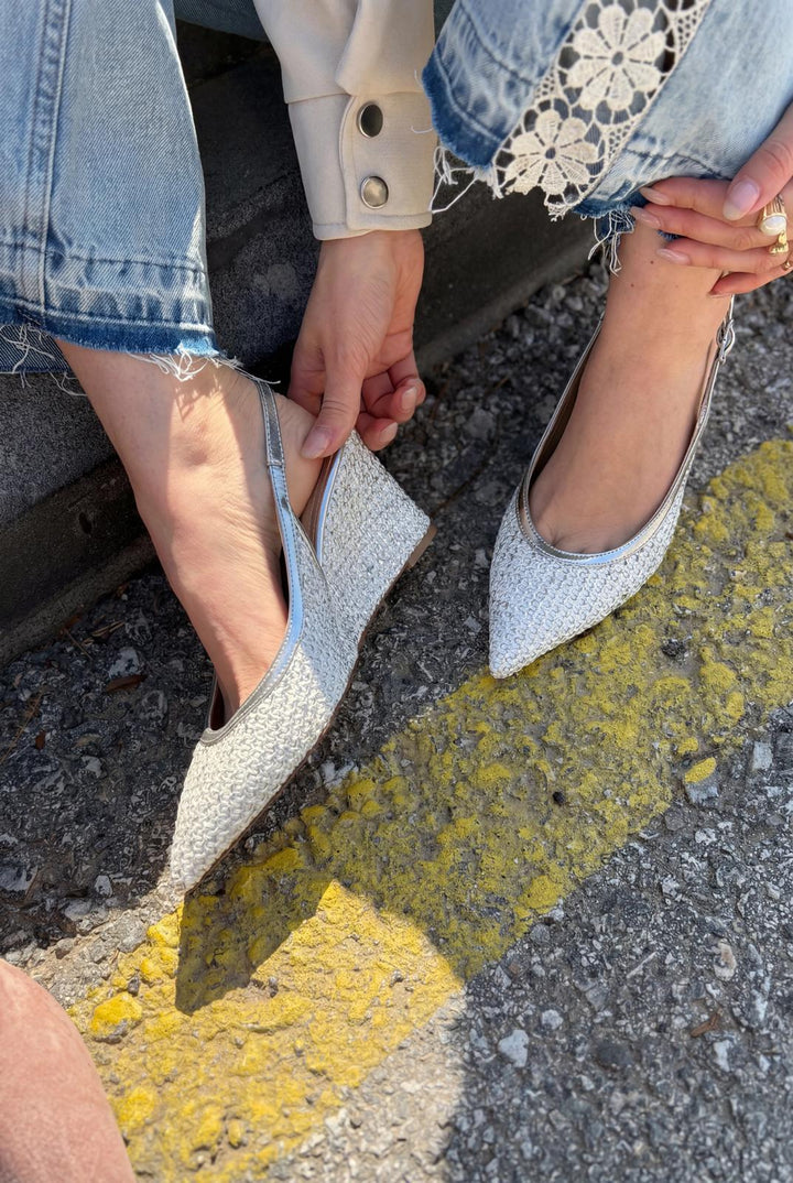 Solthera Gümüş Kadın Dolgu Topuklu Stiletto - ILOVESHOES