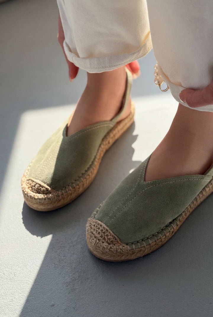 Orveth Yeşil Hakiki Süet Kadın Espadril - ILOVESHOES