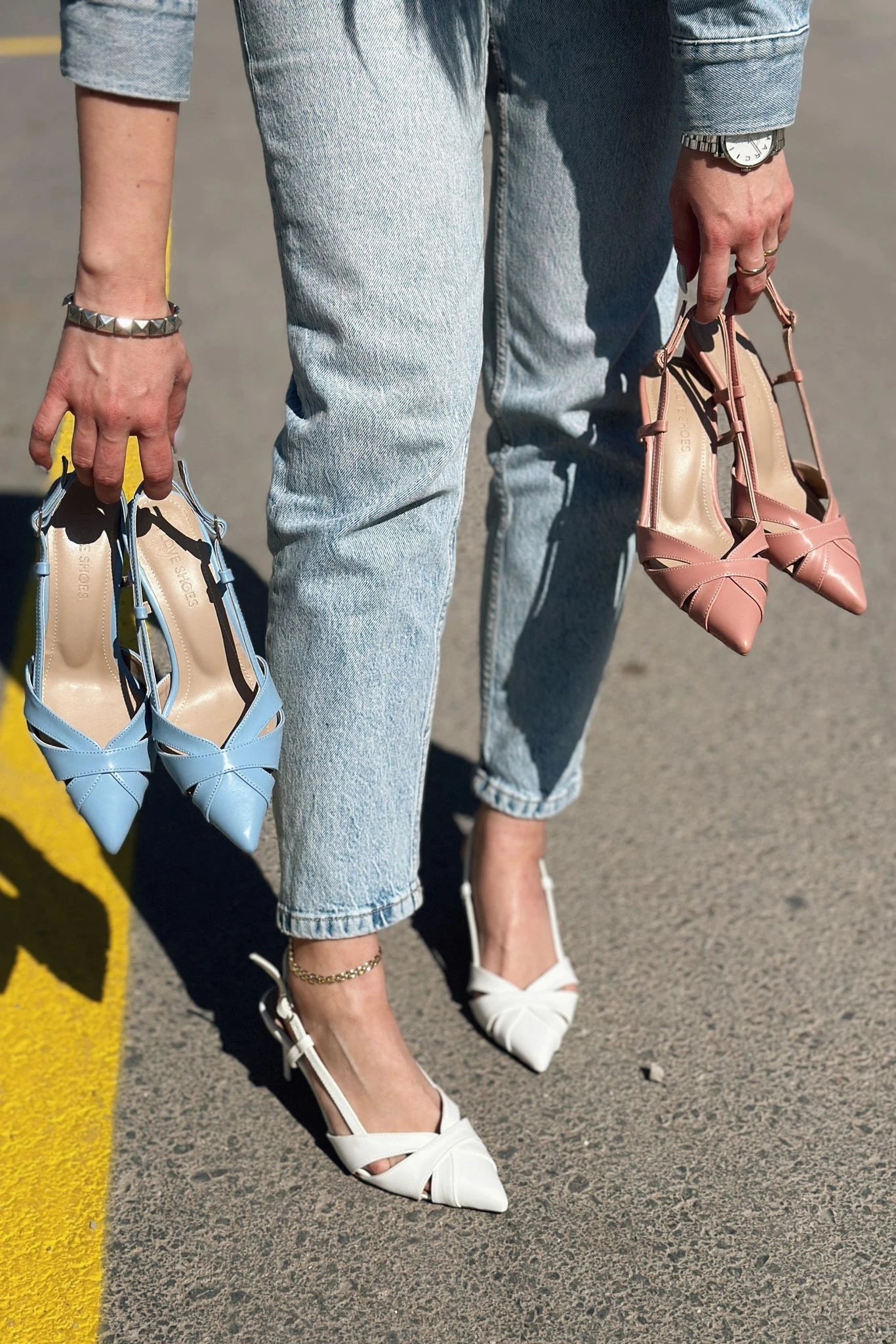 Peraps Mat Deri Yüksek Topuklu Stiletto Beyaz